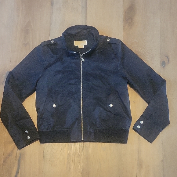 Michael Kors Womens Black Bomber Jacket Size Petite Medium - Picture 1 of 8